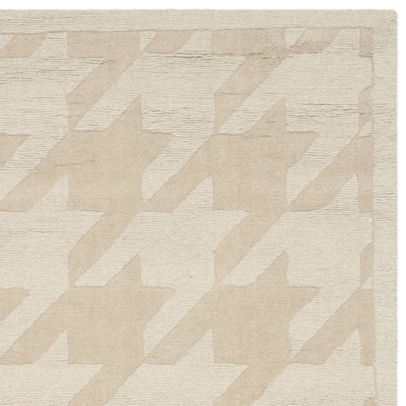 Hand-Tufted Beige Wool Square Area Rug