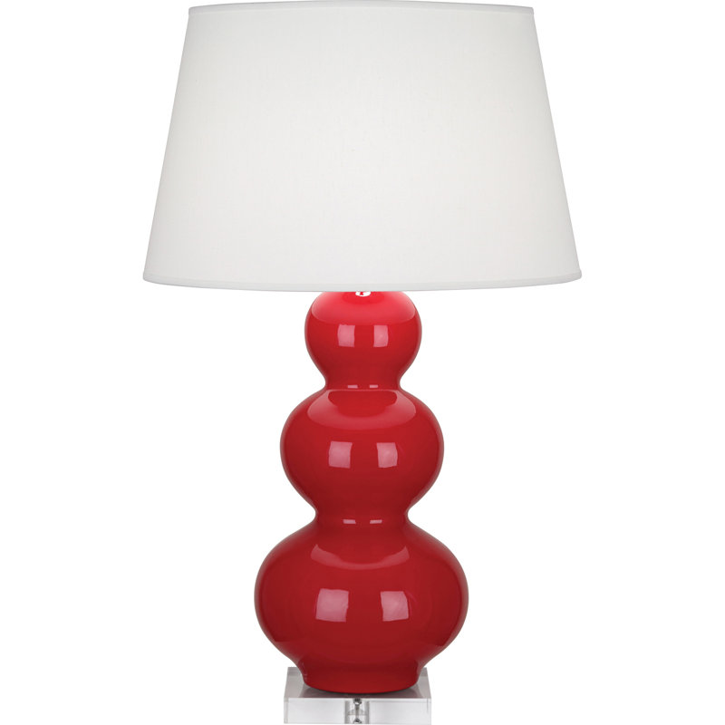 Triple Gourd Ceramic Table Lamp, Ruby Red