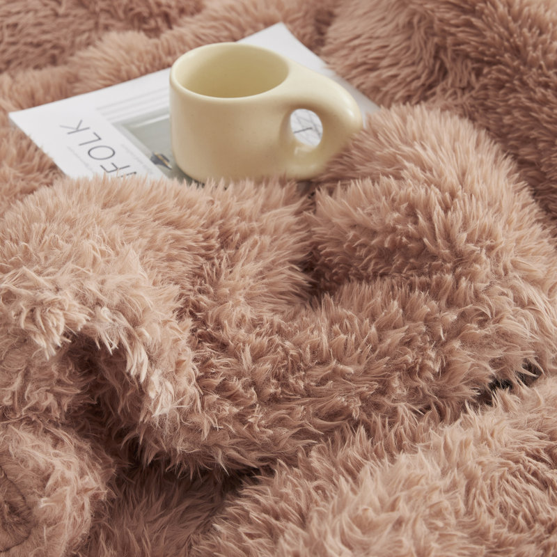 Caribou Brown Faux Fur Oversized King Comforter Set
