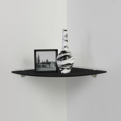 Makah Triangle Glass Corner Shelf with Adjustable Shelves