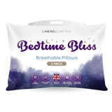 Linens Limited Pack of 2 Soft Pillow, Made In The UK, Bedtime Bliss, Soft And Firm With Orthopedic Support, Non-Allergenic Hollowfibre, Machine Washable