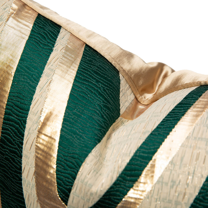 Green Gold V Pattern Christmas Jacquard  Throw Pillow Cover, Square, 18"H x 18"W