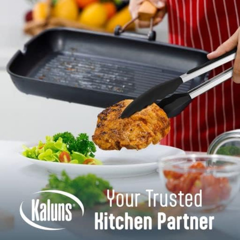 Kaluns Silicone Spatula Set, 4-Piece Heat Resistant Rubber Spatulas with Stainless Steel Core, 600°F Nonstick Safe, Dishwasher Safe, Bonus Tongs Included