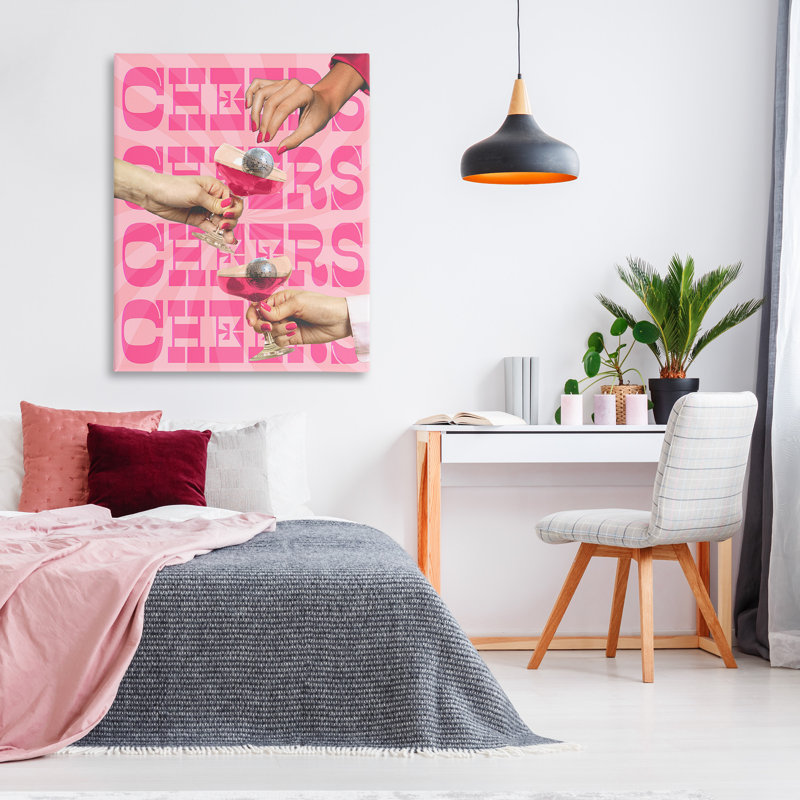 «Cheers Pink Margaritas», art mural sur toile par Lil 'Rue, H 48 po x l 36 po
