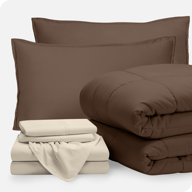 Microfiber Bed-In-A-Bag, Full Comforter + 6 Additional Pieces, Cocoa/Sand