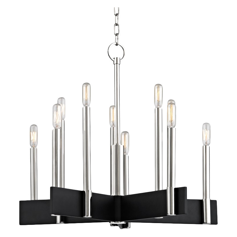 Abrams 10 - Light Chandelier, Polished Nickel