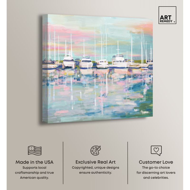 Art Remedy Coastal Dock Pastel Canvas Wall Art, 40" x 40"
