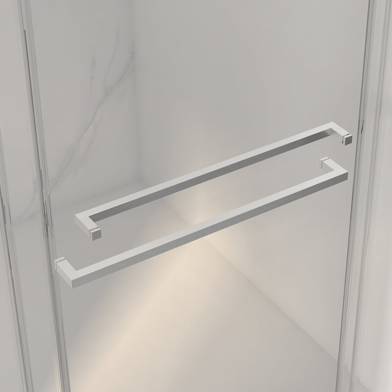 56-60"W X 70"H Frameless Double Sliding Shower Door,5/16" (8Mm) Thick SGCC Tempered Clear Glass,Double Side Easy Clean Coat,Brushed Nickel Finished With Buffer