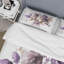 Fleurs mauves rétro avec feuilles brunes - ensemble de housse de couette traditionnel - microfibre de polyester-66391995