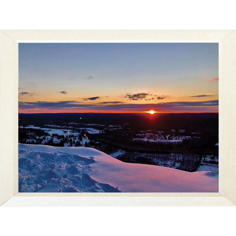 Lever de soleil enneigé - photographie, H 13,5 po x l 16,5 po x P 1,25 po, Papier encadré blanc, Pas de tapis