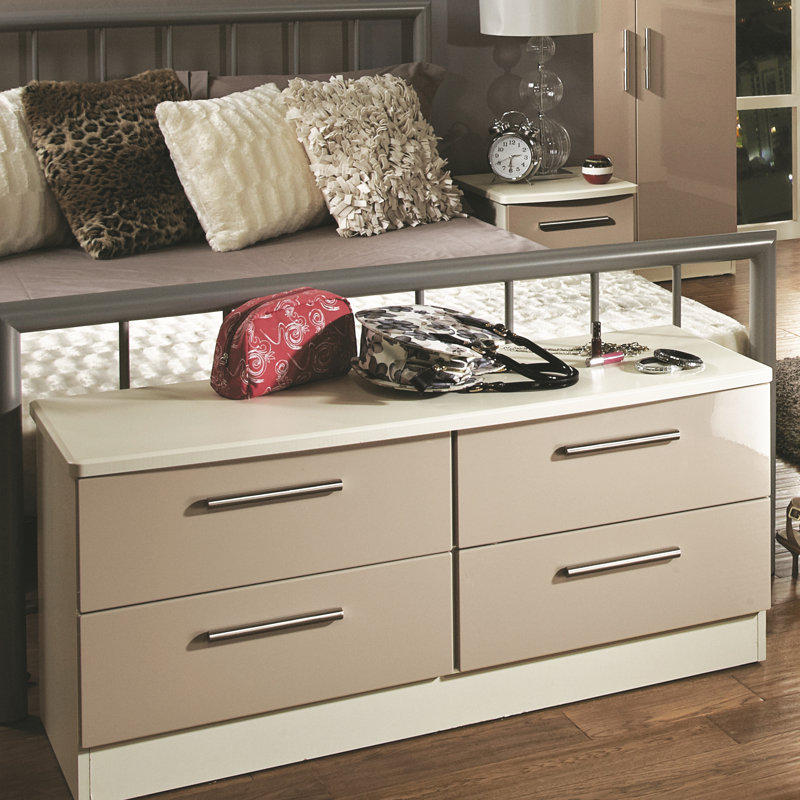 Fully Assembled Yvette 4 Drawer Chest, Cream/Mushroom