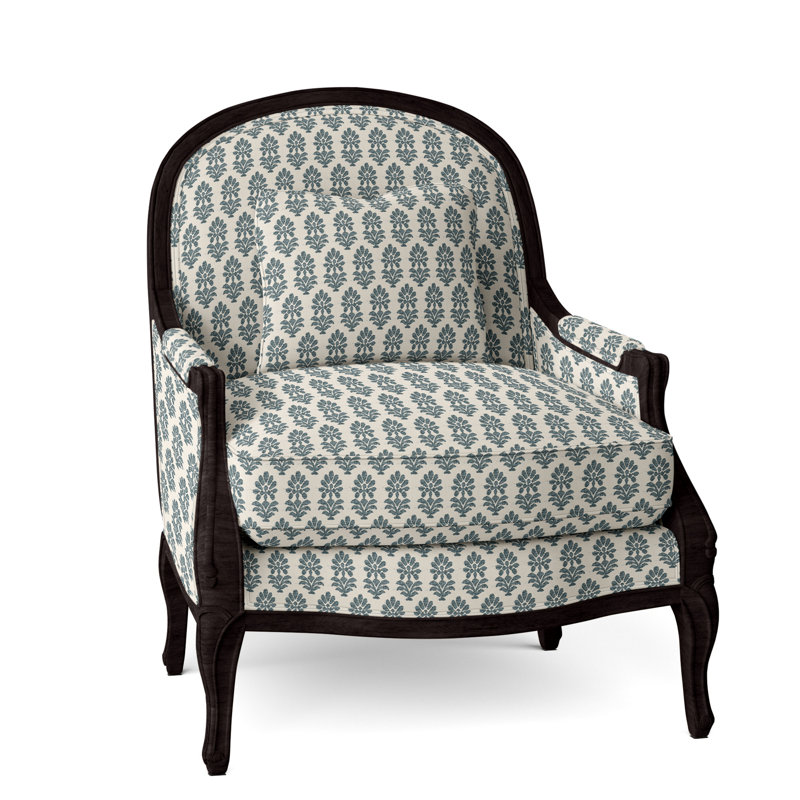Fauteuil l 33,5 po Adair, Espresso, Perigold Francine bleu fumée