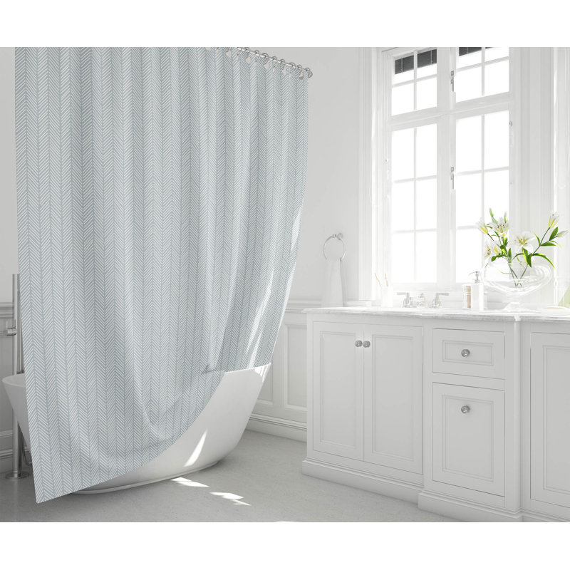 Chevron Stripe Ultra-Thin Lightweight Shower Curtain, Blue/Slate Blue Chevron / Zig Zag 2