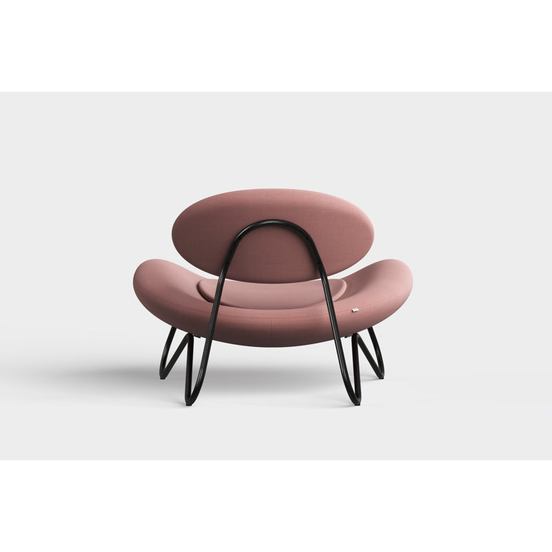 Meadow Lounge Chair, Black Painted Steel Frame, Rose Wool Blend, Chrome