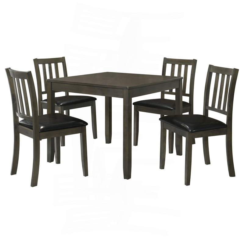 Ensemble de salle à manger en bois, Gris anthracite, Gris anthracite