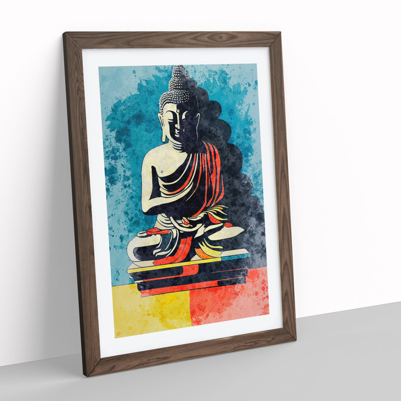 Buddha Beauty - Wall Art, 36cm H x 27cm W x 2cm D, Walnut Framed, White