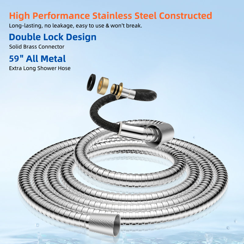 High Pressure 5-Spray Filtered Handheld Shower Head With Holder& 59-Inch Shower Hose, Chrome