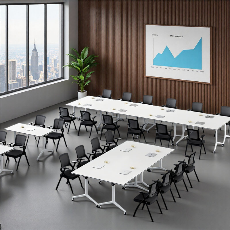 Table de conférence / formation pliable et mobile., H 29,53 po x L 62,99 po x l 23,62 po