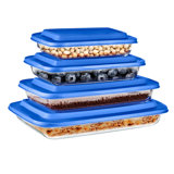 4 Sets Of High Borosilicate Rectangular Glass Bakeware Set With PE Lid