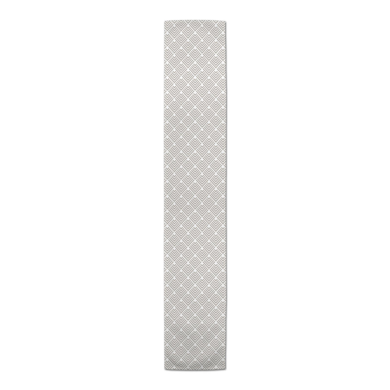 Chemin de table géométrique, 90 po x 16 po, Gris clair