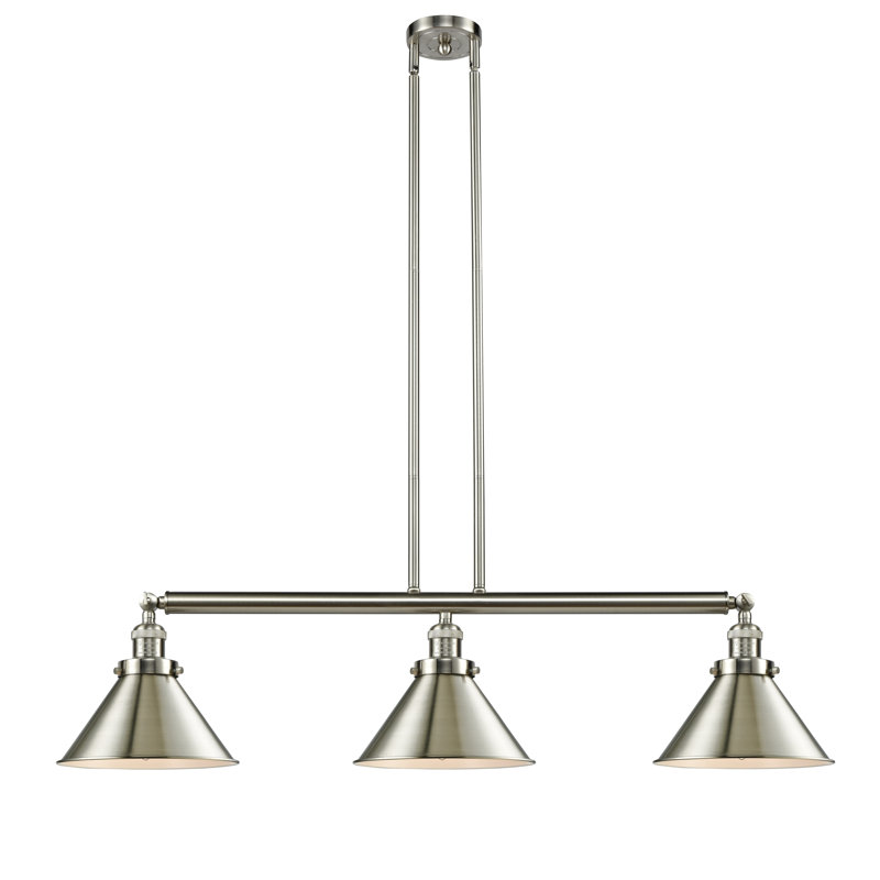 Luminaire suspendu linéaire à 3 lumières pour îlot de cuisine Lengby, Ampoule non incluse, Nickel satiné brossé