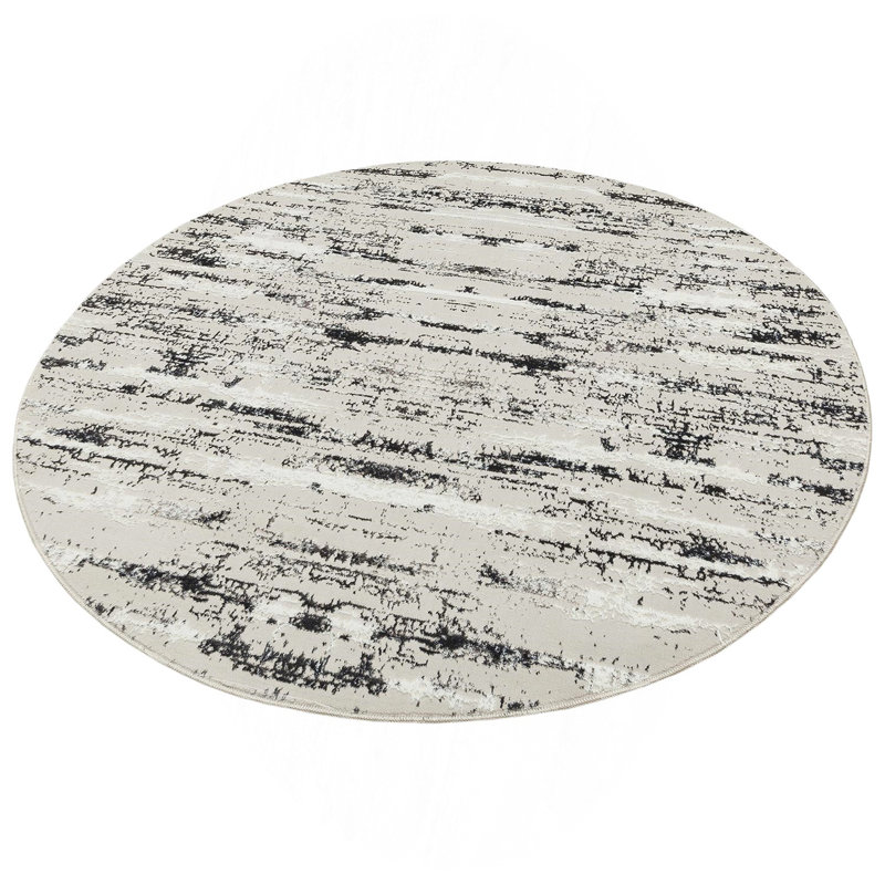 Tapis rond tissé argenté Milano Milano, Rond 3 pi 11 po