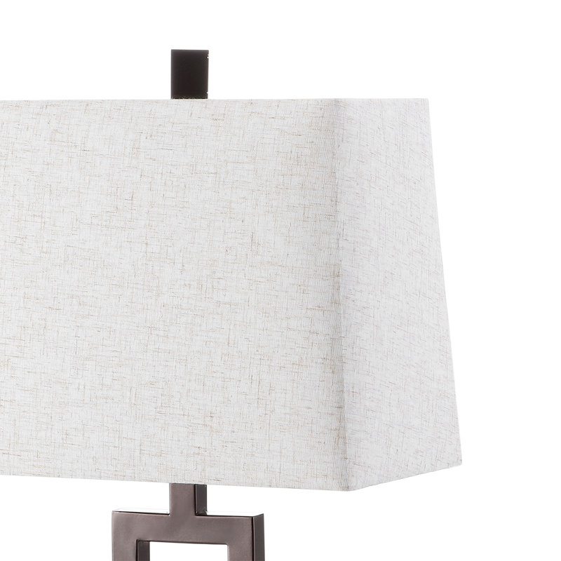 Ensemble de lampes de table en métal 23,5 "avec USB, ports de type C et Oulet intégré Permelia, Brun, Blanc cassé / blanc