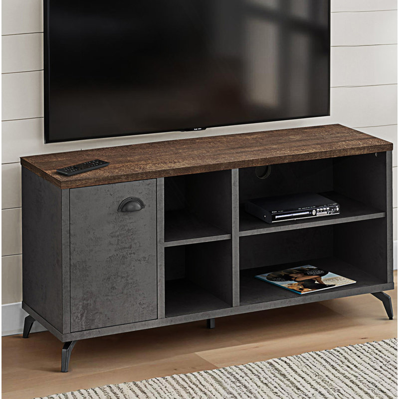 Petit meuble télé, meuble multimédia avec pieds uniques, console de télévision, Gris