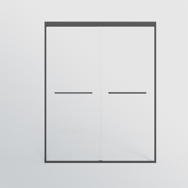 56-60 In. W X 72 In. H Double Sliding Shower Door, Semi-Frameless Bypass Bathroom Sliding Door With 1/4" (6Mm) Tempered Glass For Walk-In Shower