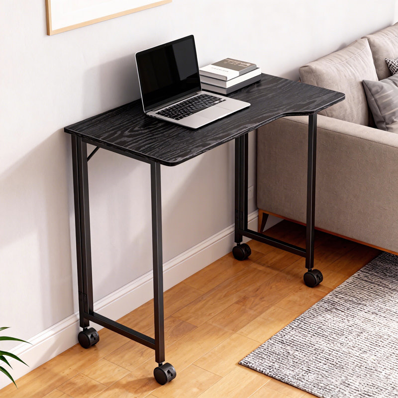 Metal Base Writing Desk, Black/Black