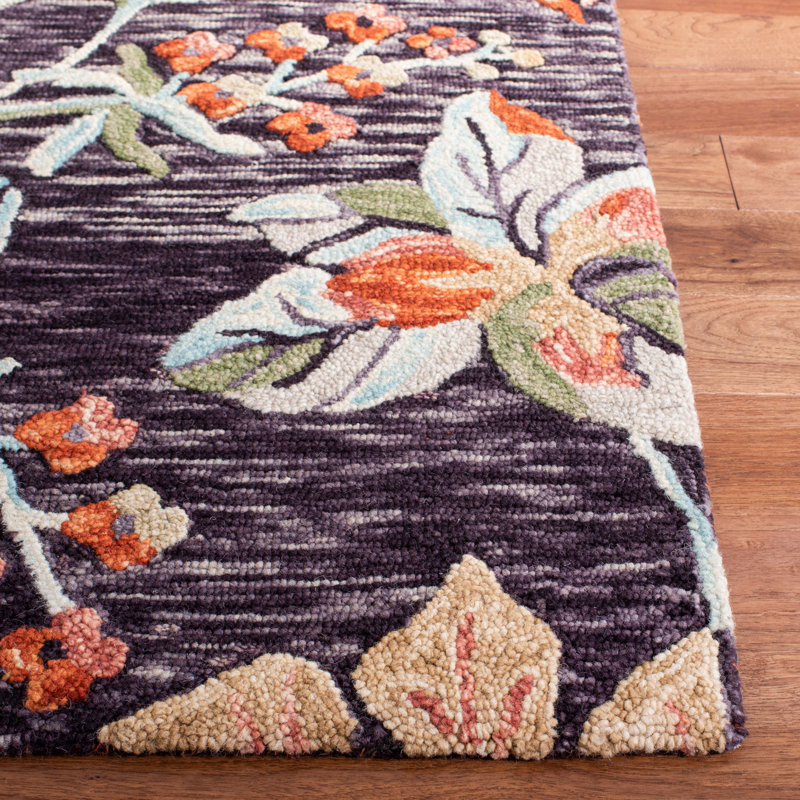 Tapis floral en laine / coton touffeté à la main Tavant, Rond 5 pi