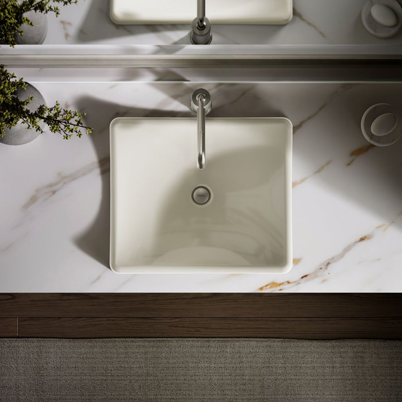 DemiLav Metal Specialty Vessel Bathroom Sink, Biscuit
