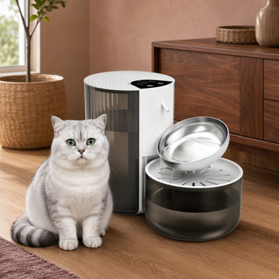 3.5L/118oz Filterless Cat Fountain with wastewater separation.