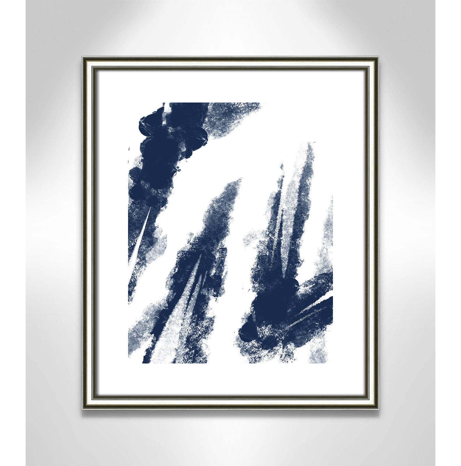 Ferne "Navy Striking Seams 2" Print, 19" H x 16" W x 0.88" D, Silver Framed Paper