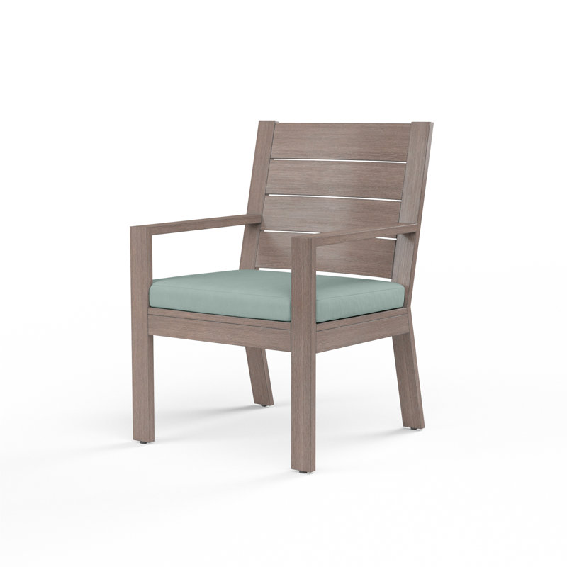 Laguna Outdoor Dining Armchair with Cushion, Cast Mist Sunbrella® Plainweave
