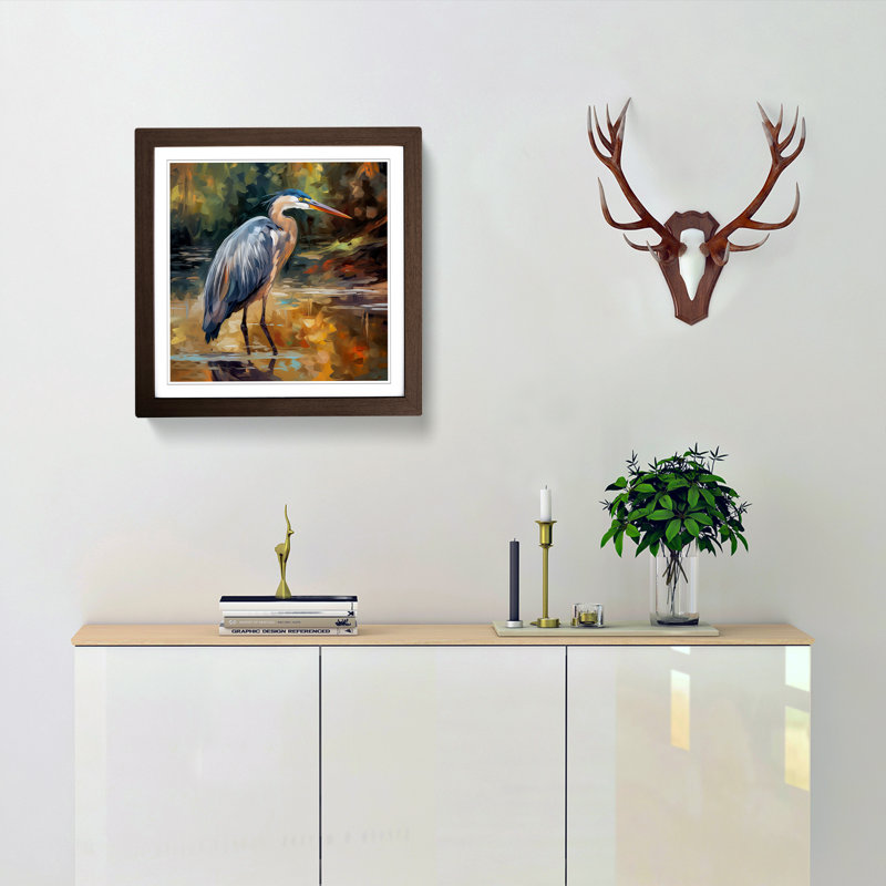 Heron Neo-Impressionism - Framed Print, Walnut