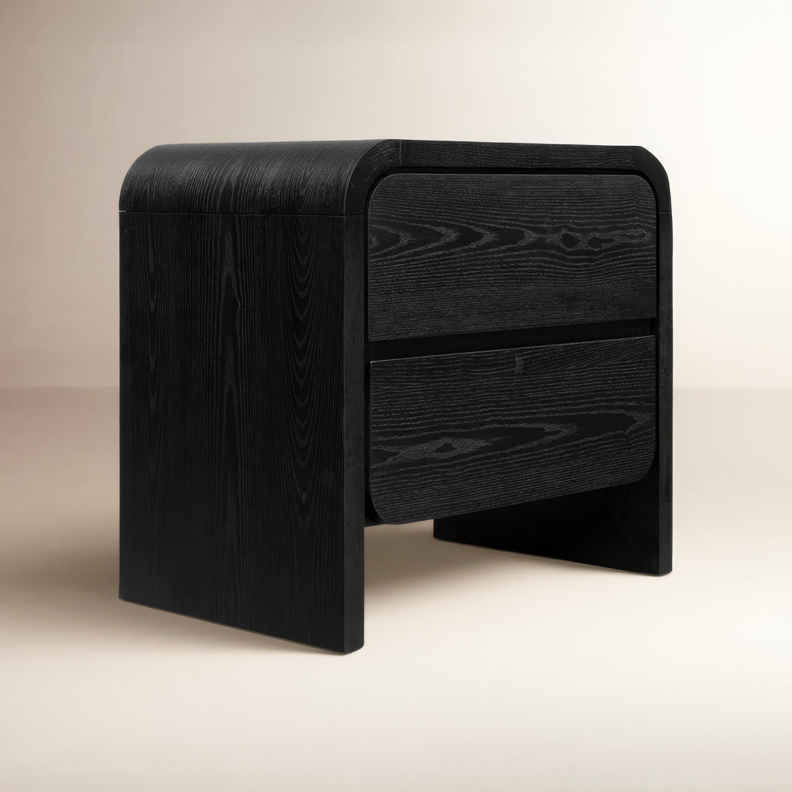 Nori 2-Drawer Fully Assembled Nightstand with Dovetail Joinery , Jet Black