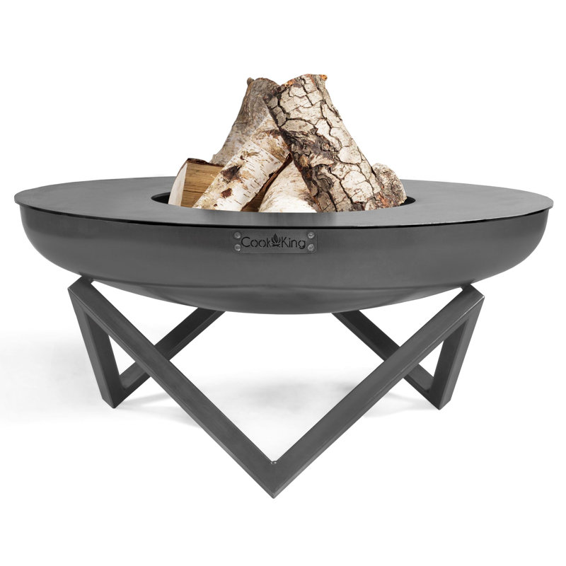 Round Steel Wood Burning Smokeless Fire Pit, 35cm H x 70cm W x 70cm D