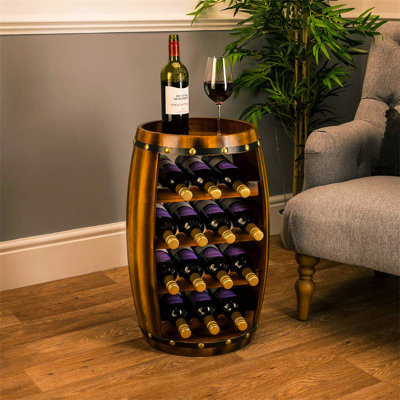 Abrahamsville 14 Bottle Solid Wood Floor Wine Bottle Rack in Brown