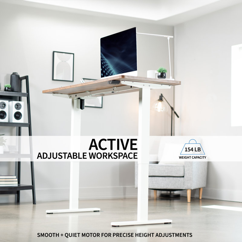 Rustic Vintage Brown & White Electric Adjustable Standing Desk