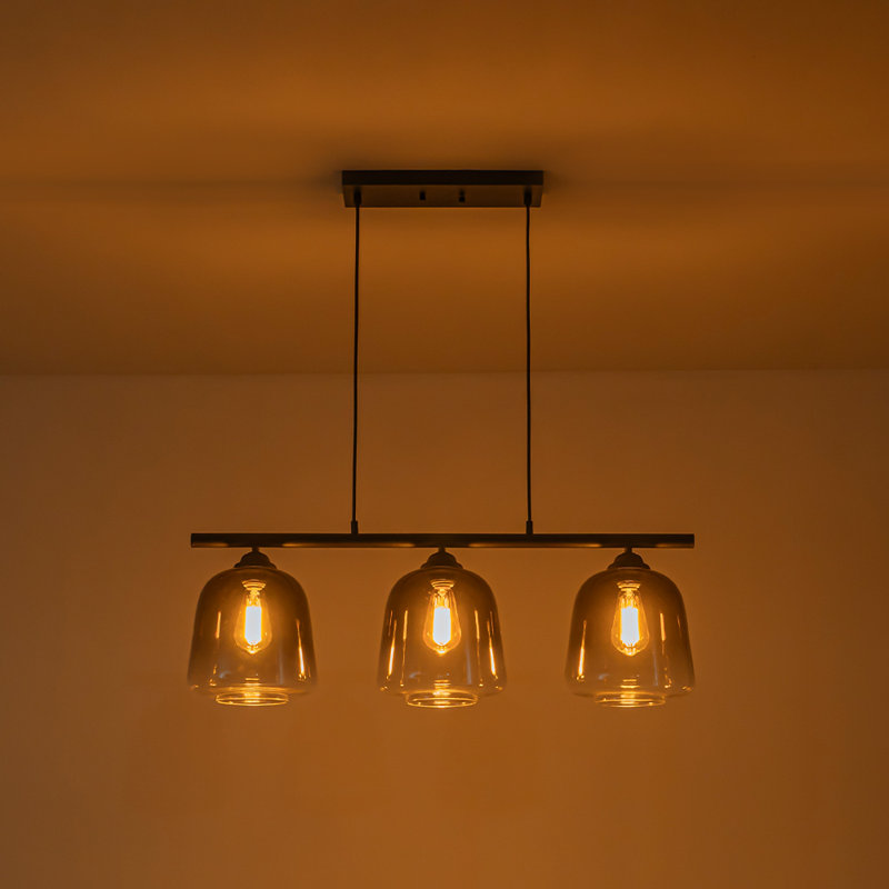 3-light Gradient Glass Dimmable Kitchen Island Pendant