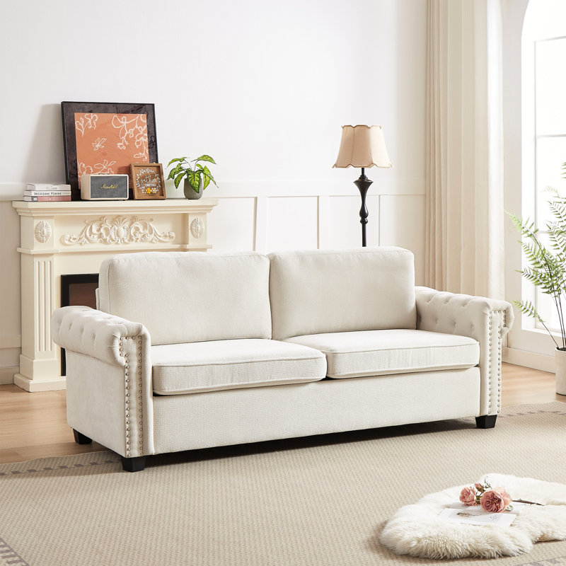 Canapé-lit de 83,8 po à 21 po pour la vie moderne. Tissu, matelas pliant, fabrication, 3 convertibles beiges, confort et commodité. Structure stable, mousse confortable, assemblage simple, appartements