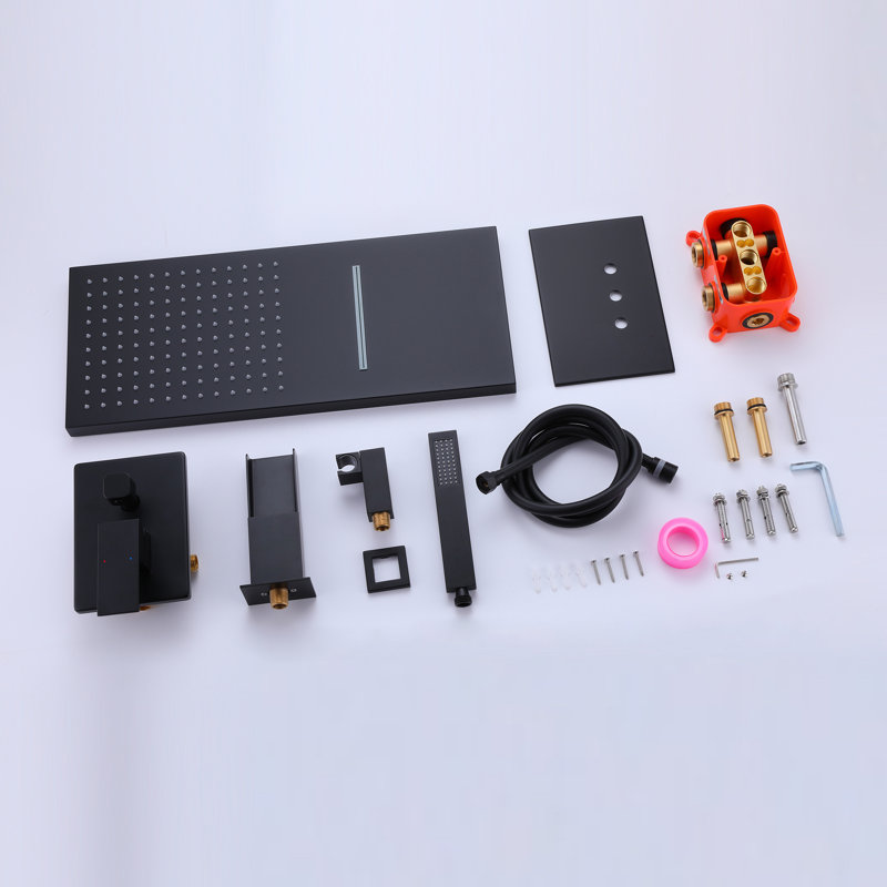 8-Inch Matte Black Multi-Head Rain Shower System with Filter