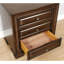 Table de chevet 3 tiroirs, finition cerisier brun, et puissance, incrustation de bois, veilleuse, anglais, tiroirs de chambre à coucher, ports intégrés,