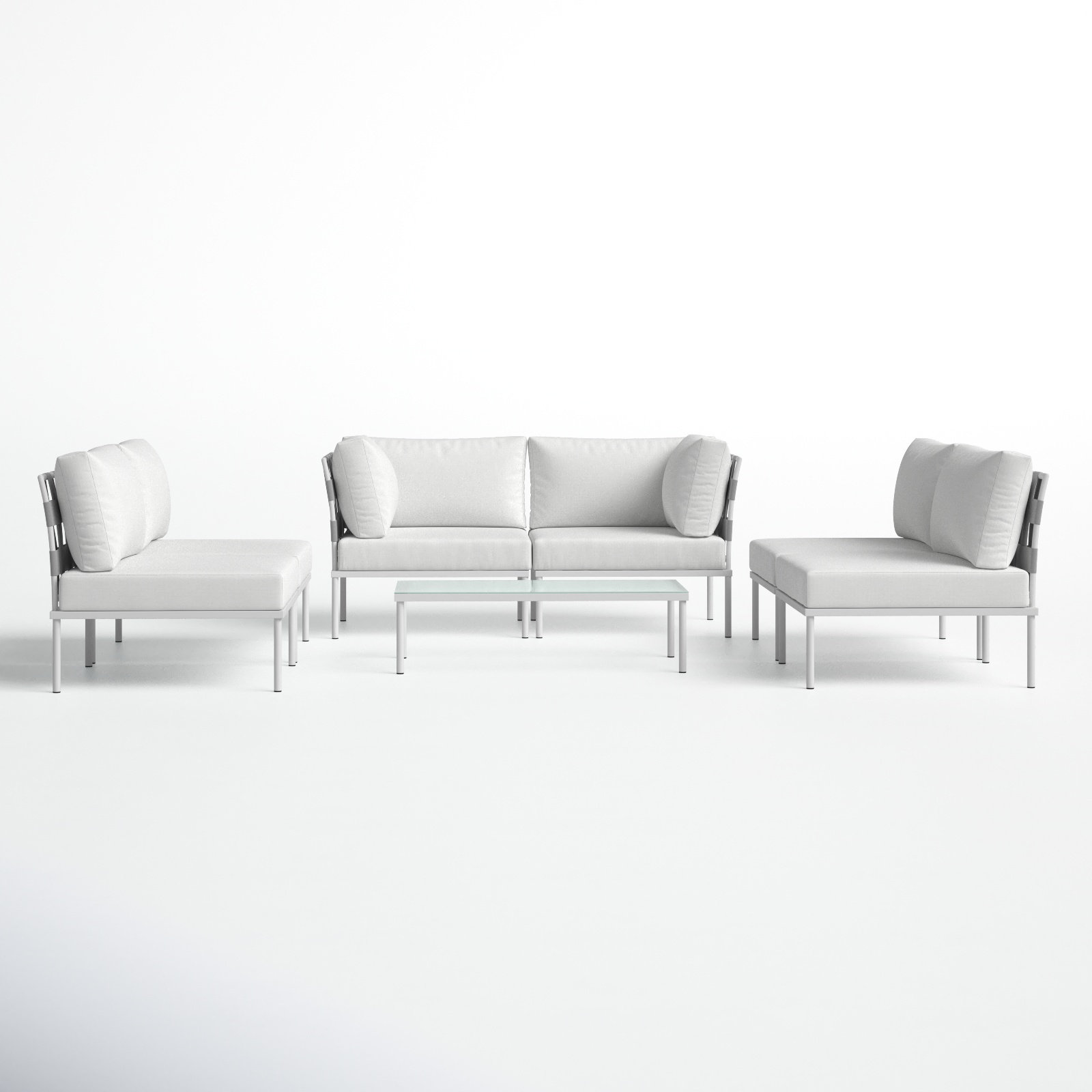Harmony 7-piece Outdoor Patio Aluminum Sectional Sofa Set, White