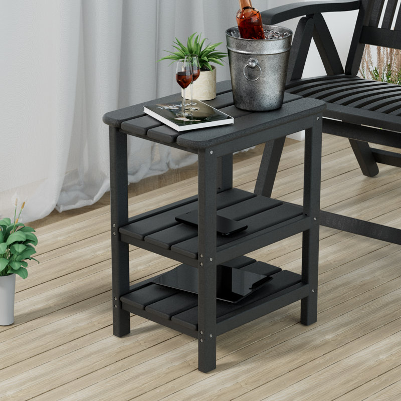 Outdoor HDPE Side Table Patio Table, Black