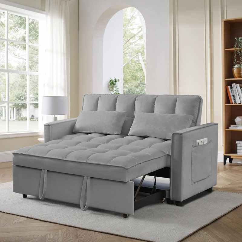 Causeuse Collinward de l 53 po avec dossier capitonné réglable et prise USB Collinward,  32.3" H x 55.2" W x 35.04" D