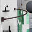 Tringle à rideau de douche courbée ajustable et courbée en aluminium extensible antirouille 38-72 pouces Conception télescopique exquise personnalisable pour salle de bain, besoin de percer, bronze