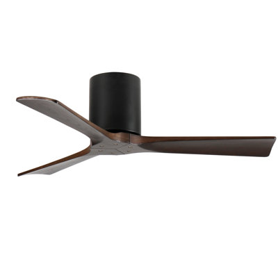 Flush Mount Ceiling Fan Without Light, Solid Wood Blades, Reversible Quiet DC Motor, Remote Control With 6 Speeds & Timer, Energy Saving For Bedroom, Living Room, No Sloped Ceiling