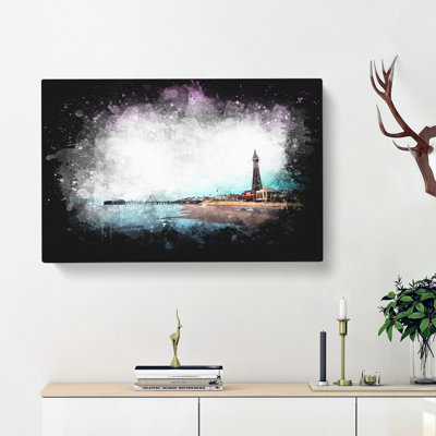 Blackpool Tower And Beach - Wrapped Canvas